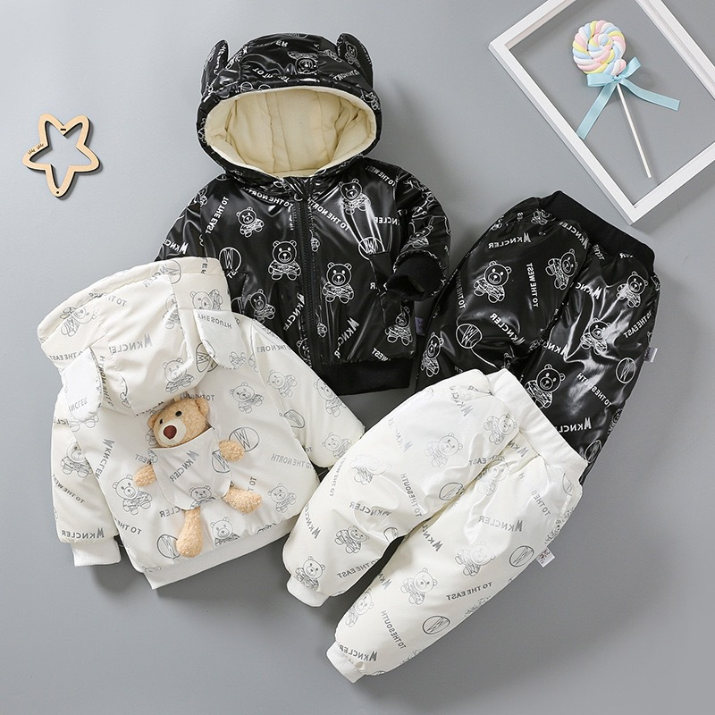 Completo invernale per bambini, completo imbottito in cotone addensato. I neonati e le ragazze super carini escono per stare al caldo_voghion.com