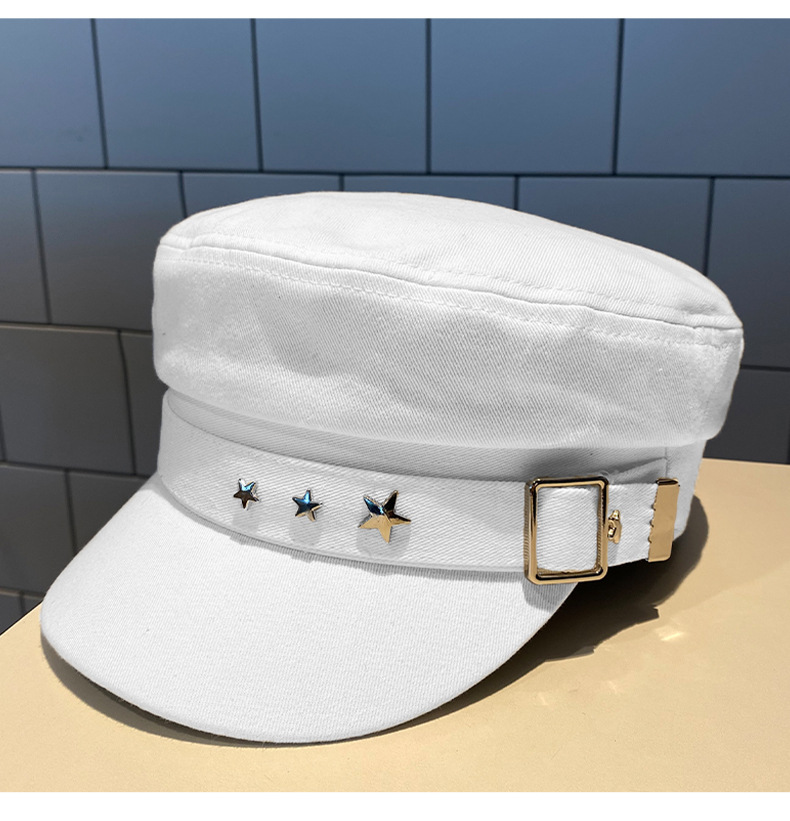 Black Star Duck Tongue Berretto britannico per bambini autunno e inverno New Sea Military Style Edizione coreana Giornale_voghion.com