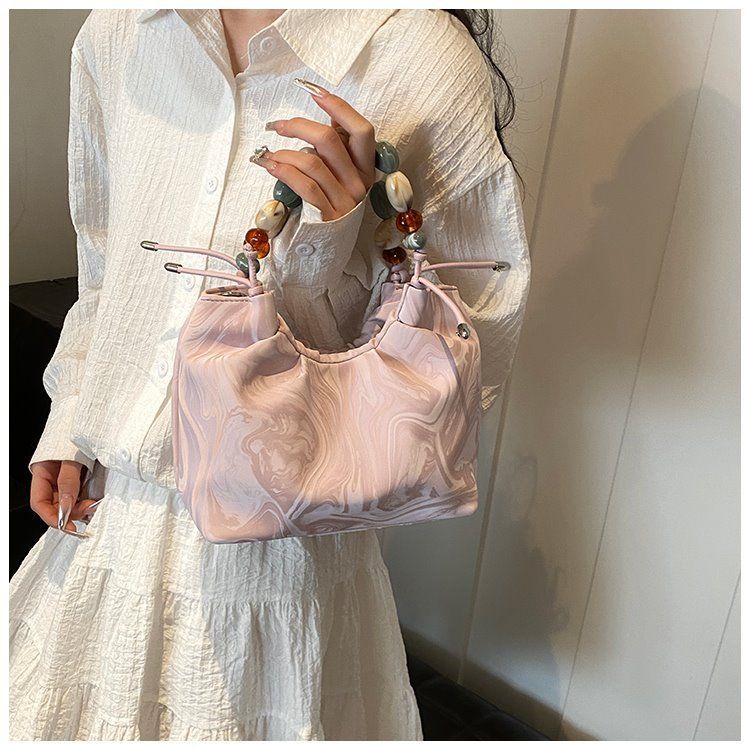 Silver handbag 2024 summer niche new Chinese style single shoulder crossbody chain carrying bucket bag for women_voghion.com