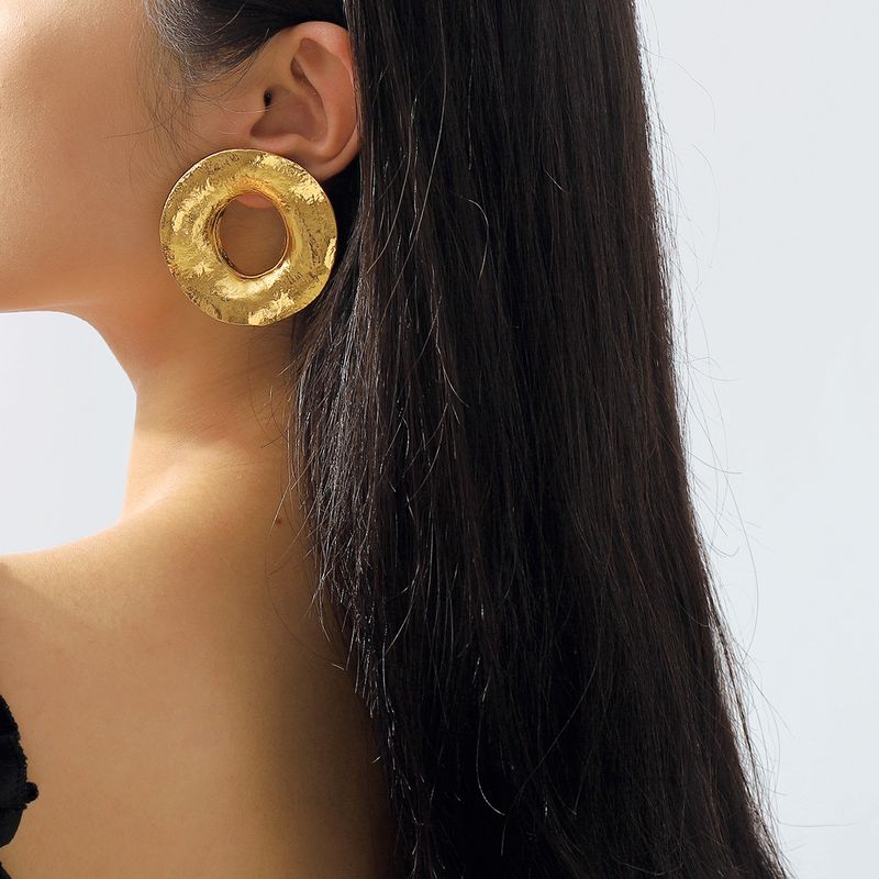 E11869 European And American Retro Exaggerated Big Circle Earrings ZA Creative Alloy Irregular Geometric Cold Style Earrings_voghion.com