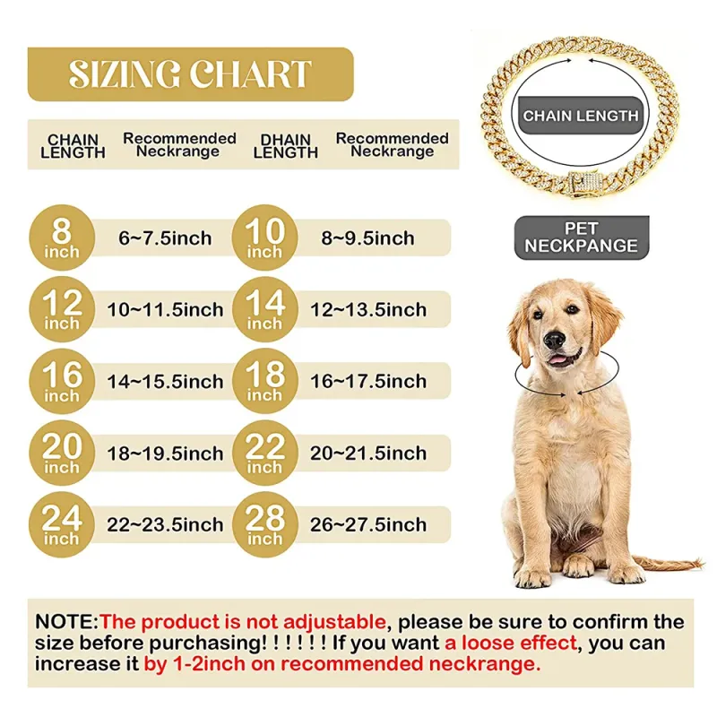 Coleira cubana Hoopreety Gold para cães_voghion.com