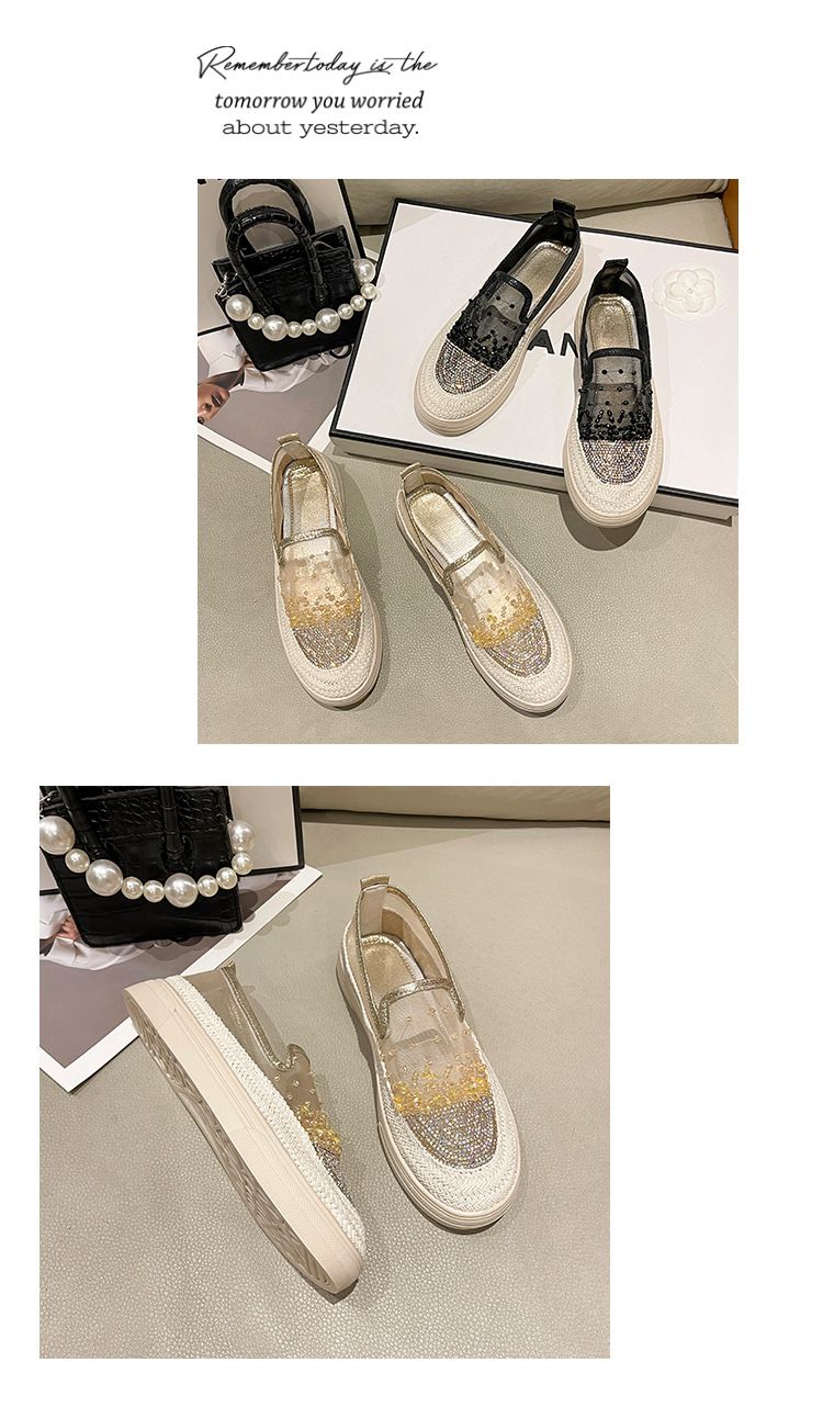 Scarpe da pescatore traspiranti con perline di diamante d'acqua Lefu in rete estiva, suola spessa in torta di pino, scarpe singole casual per_voghion.com