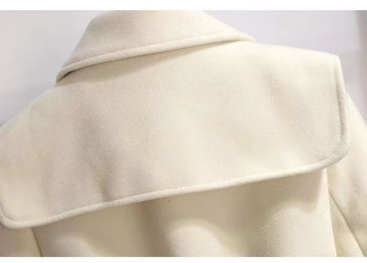 2023 Ny höst- och vinterjacka i ull damkläder yllerockar smalt bälte Elegant lång kappa kvinnlig Beige svart_voghion.com