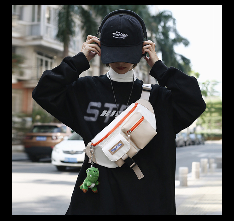 Autumn and winter new men's chest bag, color-blocked fashion student lightweight crossbody bag, Ruiying outdoor sports belt bag_voghion.com