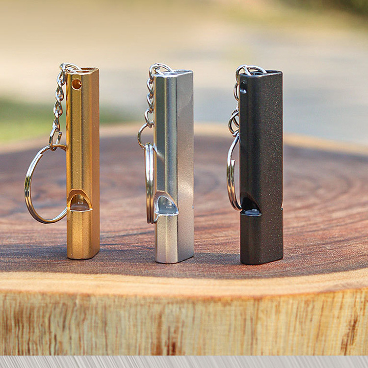 Emergency self rescue treble high frequency aluminum survival whistle Double hole high frequency outdoor survival whistle survival whistle_voghion.com