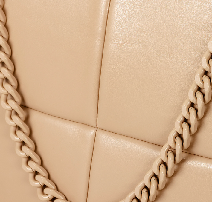 Women's Bags Quilted Soft Leather Tote Bag Four Square Thick Chain Shoulder Messenger Bag Women's Large Capacity Tote Bag Computer Bag_voghion.com