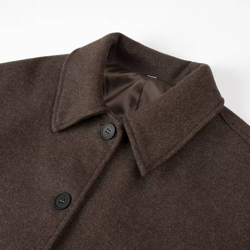 Damenmode lässige Revers vielseitige zweifarbige Woll-Kurzjacke_voghion.com