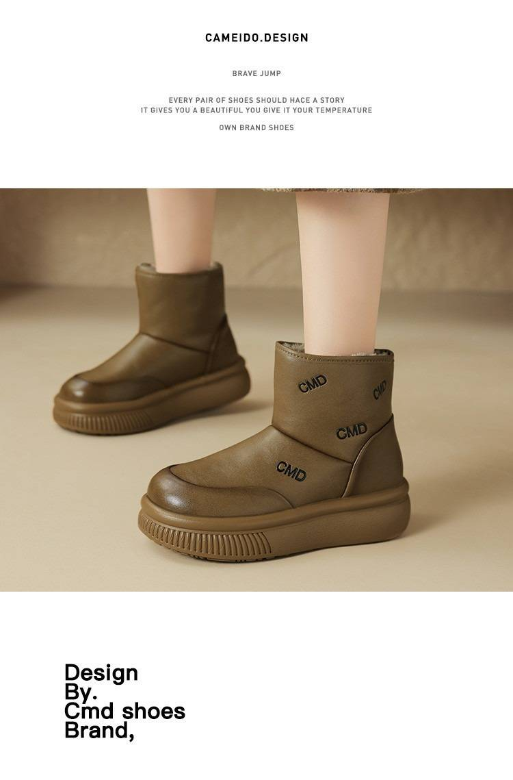 cameido Stivali da neve caldi da donna e scarpe di cotone a forma di pane per l'autunno e l'inverno, con suola spessa e fodera in pile_voghion.com