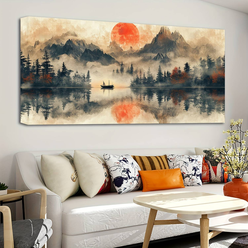 1pc Wood Frame Canvas Prints Painting, Modern Retro Natural Scenery Canvas Art Print, For Living Room, Bedroom, Office, Dining Room_voghion.com