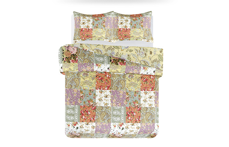 Printed Quilted Bedding Set - 3-Piece Washed Flannel Duvet Cover With Cotton Filling (Soft & Cozy, Breathable & Warm)_voghion.com