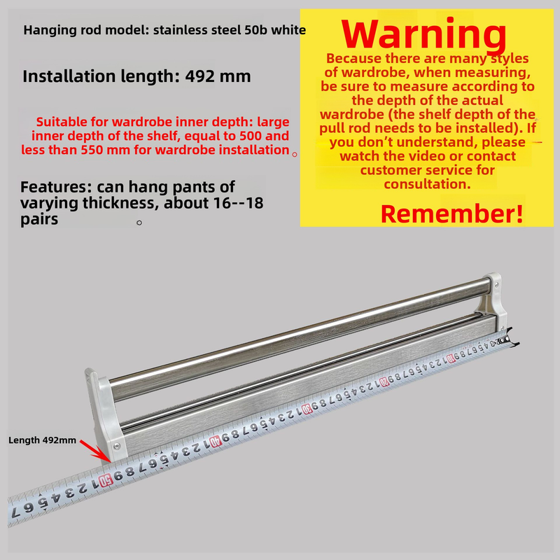 50cm Extendable Pants Hanger Rail - Pull-Out Closet Organizer For Wardrobe With Slide Track_voghion.com