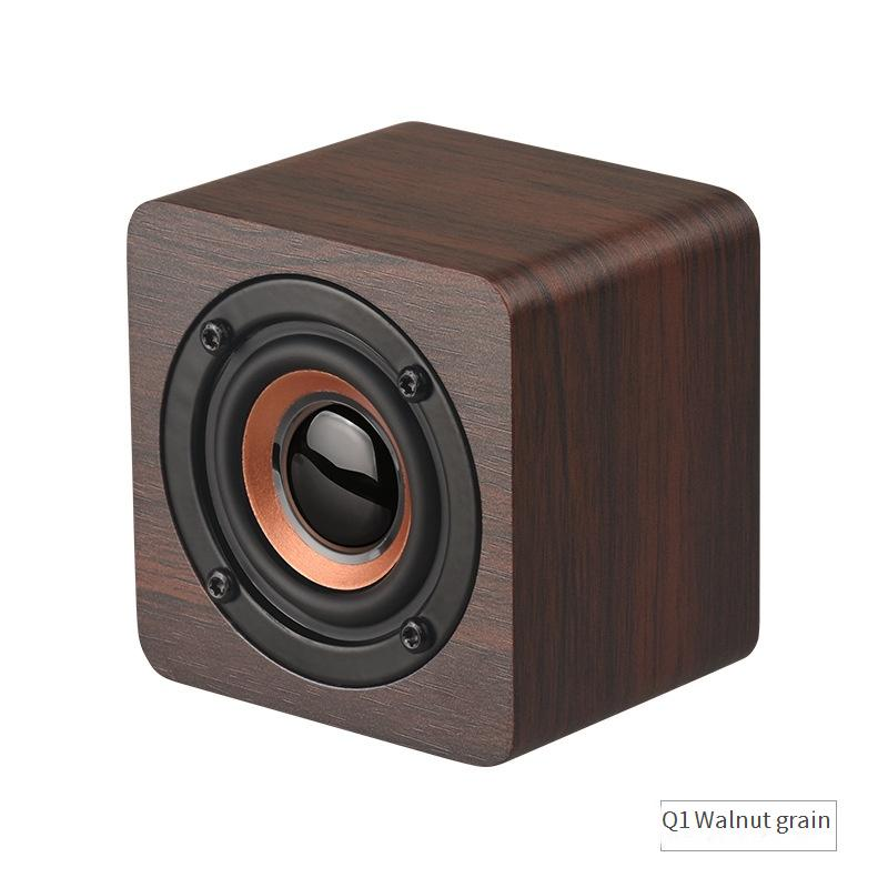 Enceinte Bluetooth en bois Q1 - Mini enceinte portable avec basses puissantes (cadeau idéal, compatible téléphone, usage domestique et en voyage)_voghion.com