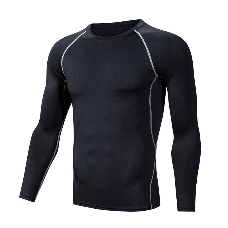 Herrenbekleidung Langarm Herren Warm Plus Samt Basketball Sportswear Herbst und Winter Langarm Hochelastische Strumpfhose_voghion.com