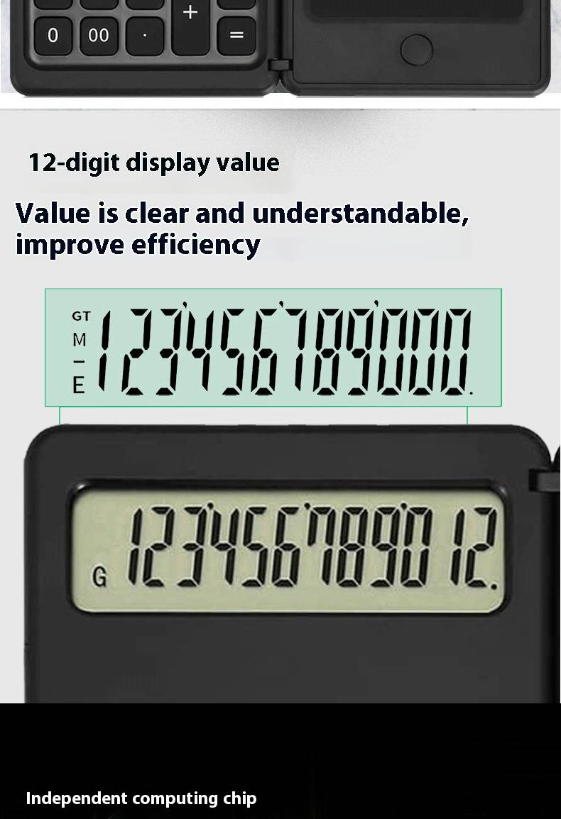 RH S9-2 Scientific Calculator With Handwriting Pad, 12-Digit Solar Powered Foldable Function Calculator For School Office, Black/White (Gift Option)_voghion.com