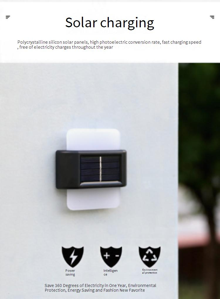 Solar Wall Lights Outdoor Waterproof Garden Decorative LED Up Down Lighting For Patio, Yard, Pathway (White/Warm Light, Round/Square Acrylic)_voghion.com