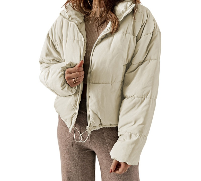 Women's Winter Fashion Coat - European Style Casual Jacket With Pockets, Warm Polyester Filling, Classic Stand Collar, Streetwear Outerwear_voghion.com