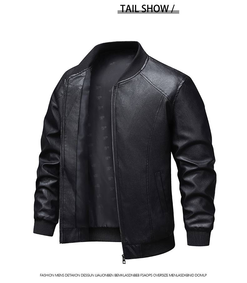 Herren-Kunstlederjacke – Slim Fit Zweireihiger Bikermantel, Winddichter Freizeitblazer für den Alltag (Schwarz, Größen M-3XL)_voghion.com