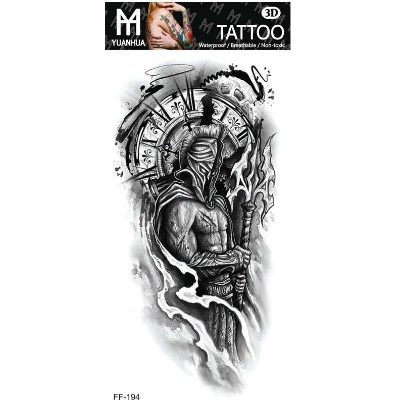 Impermeabile tatuaggio temporaneo finto braccio superiore testa di lupo umano totem testo arabo tatuaggio finto una tantum adesivi maschio femmina ragazzo ragazza_voghion.com