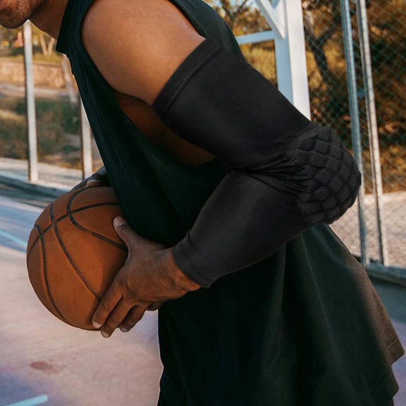 Protector de brazo deportivo con forma de panal anticolisión, protector de codo a presión para baloncesto, bádminton y tenis_voghion.com