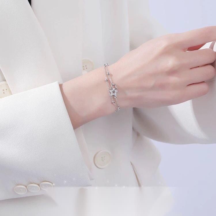 Bracciale da donna in argento puro con motivo "Starry Sky Story", leggero e lussuoso, squisito, stile Ins, design di nicchia, sensazione di alta qualità, regalo per_voghion.com
