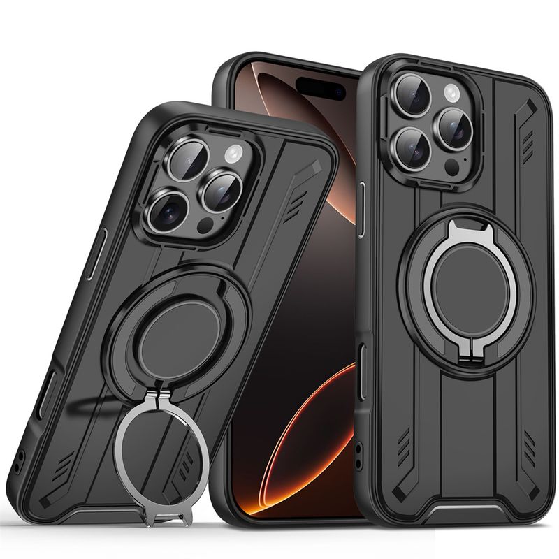 Custodia con supporto in metallo per auto con rotazione a 360° per iPhone 16, 15, 14 Plus, 13, 12, 11 Pro Max, con ricarica wireless magnetica._voghion.com