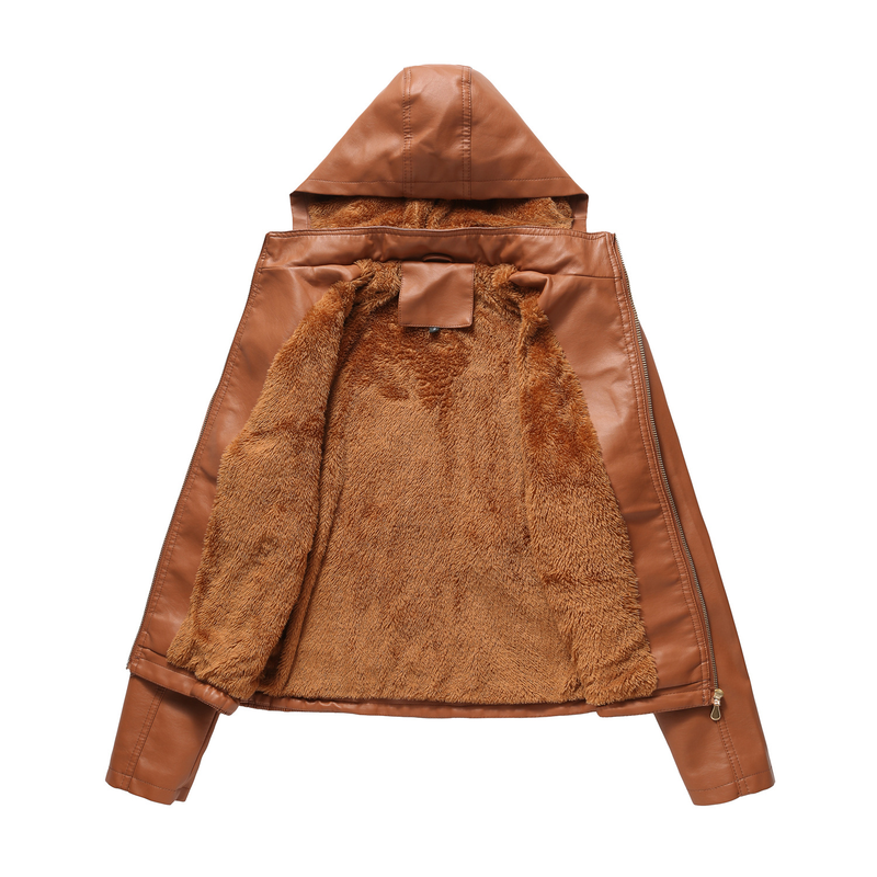 Dammekleeder Hierscht a Wanter Kapuzen Liederjacket Ofnehmbar Hutt Reißverschluss Laangärm Plus Fleece Liederjacket_voghion.com