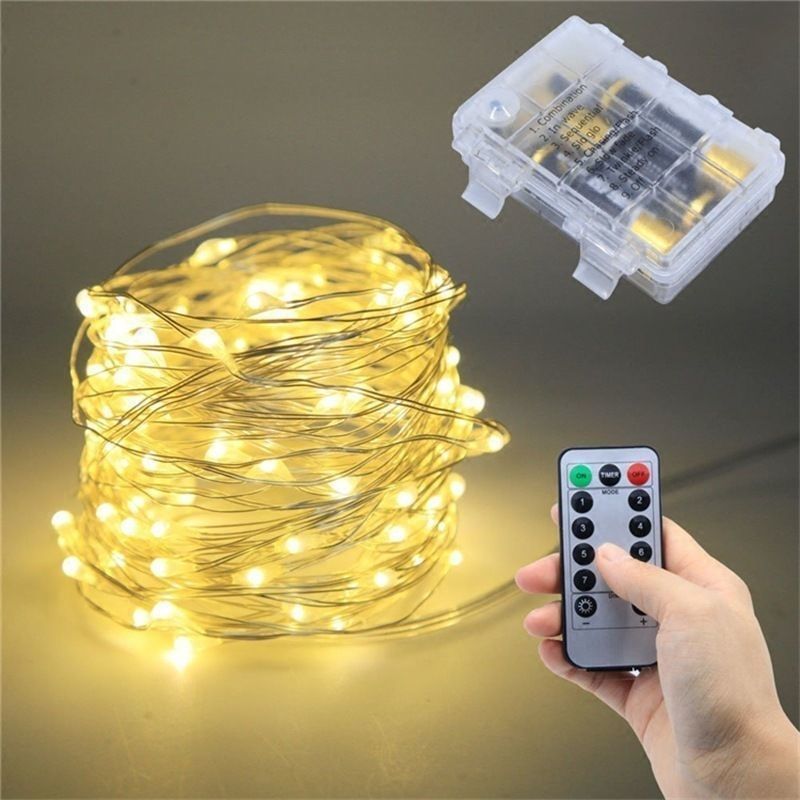 Waterproof Outdoor LED String Lights With Remote Control - 8 Modes, Battery Operated, IP65 Rated For Camping, Garden, Party Decor_voghion.com