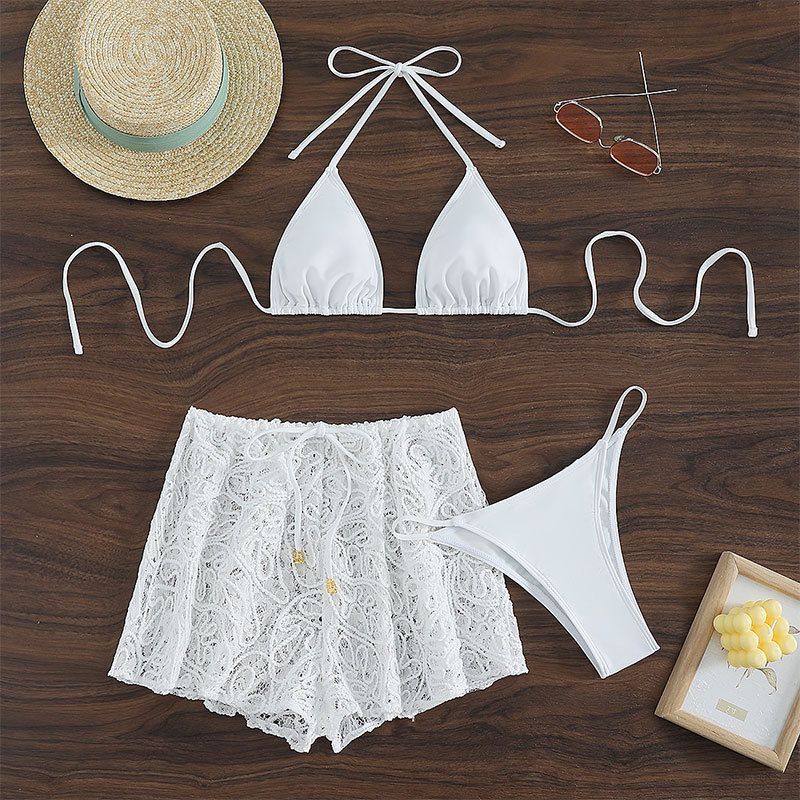 Verve 2025 Nouveau short de bain en maille à lacets Maillot de bain deux pièces Ensemble sexy trois pièces Maillots de bain Bikini_voghion.com