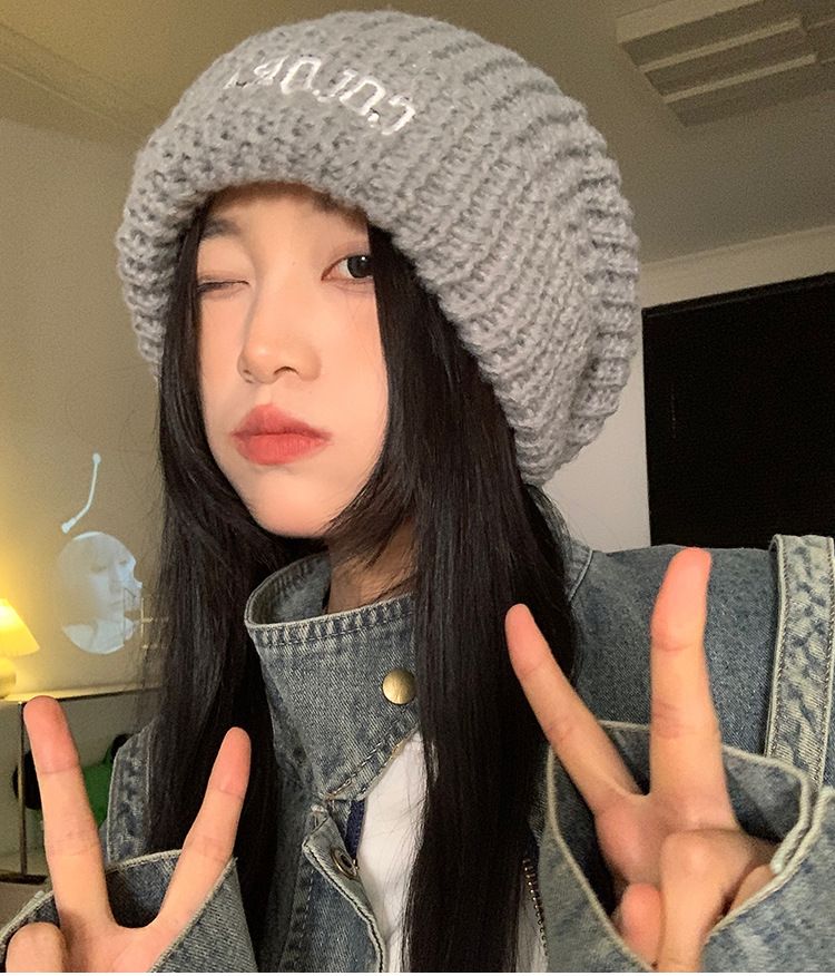 Wool Hat For Women Autumn And Winter Large Head Circumference Pile Hat For Shopping And Showing Face Small Knitted Hat For Warmth And Ear Protection_voghion.com