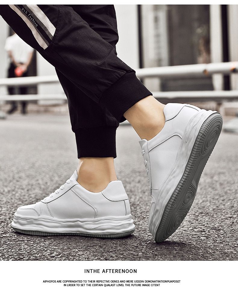 Scarpe casual bianche in rilievo con rialzo interno invisibile da uomo, scarpe da tavola invisibili, scarpe da uomo_voghion.com