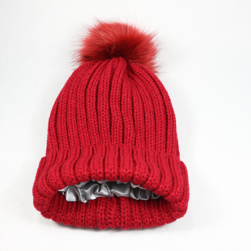 Ovillo de lana tejido para proteger el peinado, gorro sedoso y desmontable para mujer, gorro suelto y cálido, gorro de lana_voghion.com