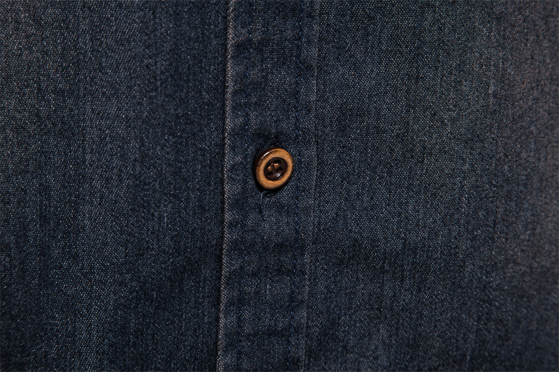 Trendy, neue US-Größe, Denim, lässig, einfarbig, bügelfreies Langarmhemd für Herren_voghion.com