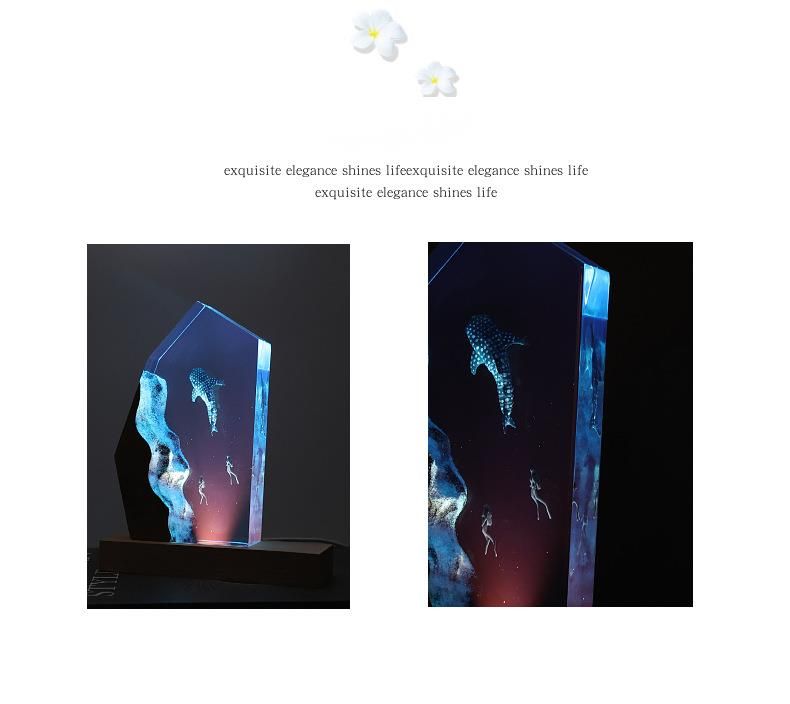 Piccola decorazione in resina per oceano, luce notturna per sub, lampada in legno per esplorazione delle profondità marine, regalo di Natale_voghion.com