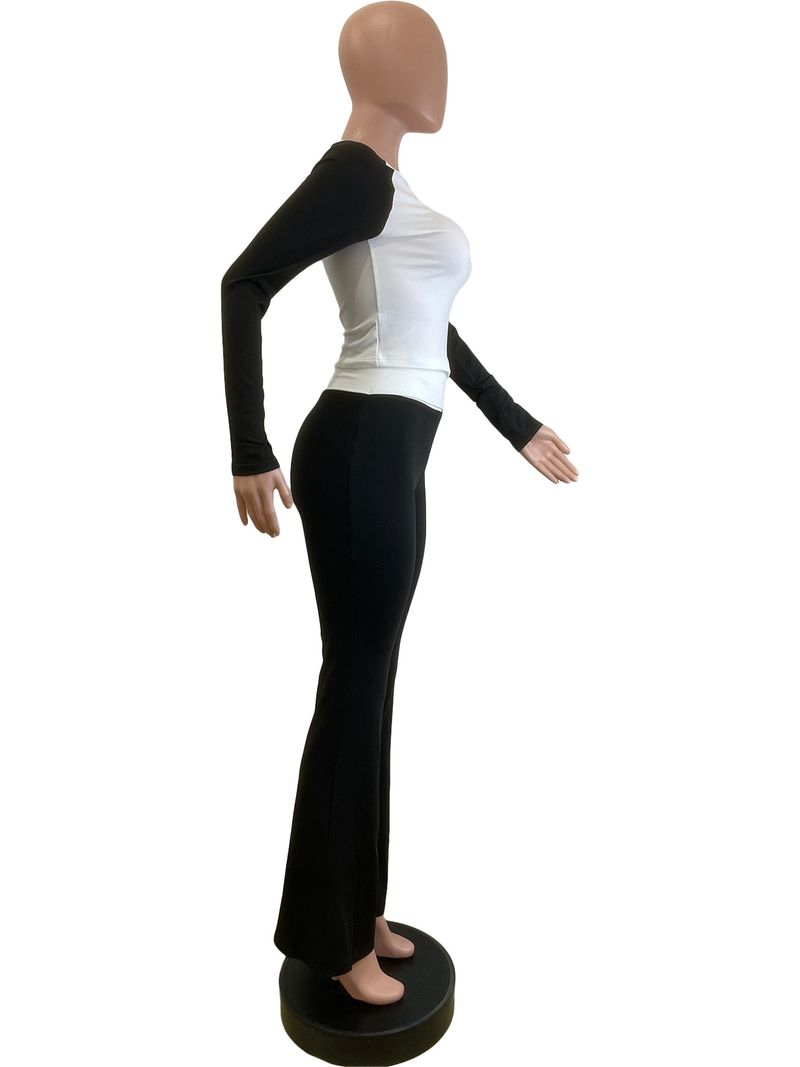 Y6058 New Women's Clothing Color-Block Tight High-Waist Folded Slim Fit Fleece-Lined Sports Yoga Pants Set_voghion.com