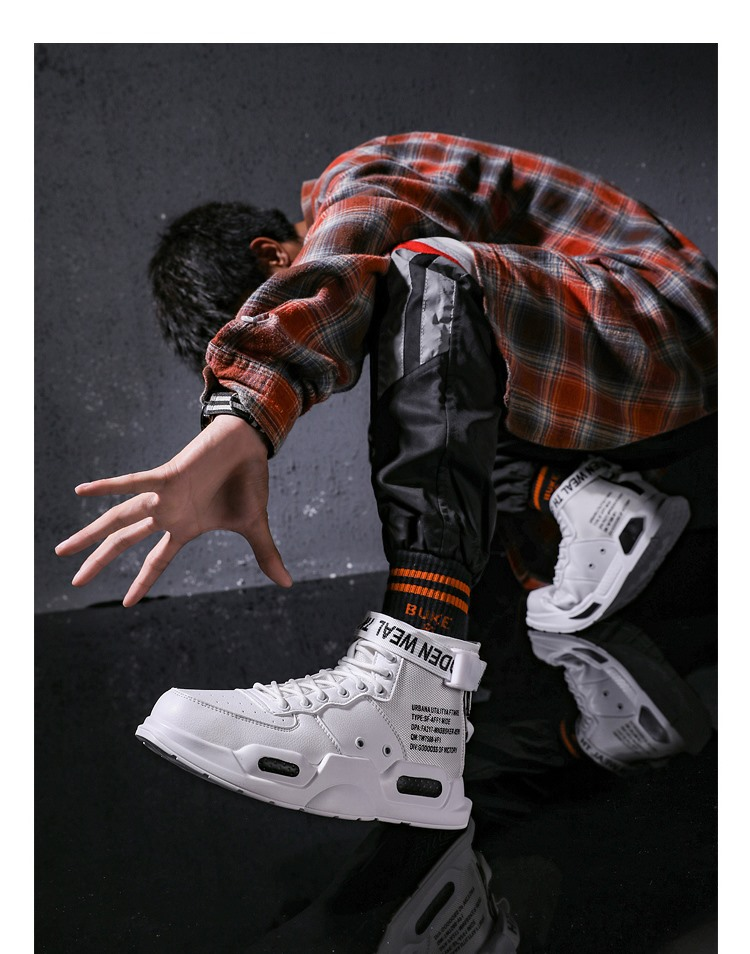 Herren Casual Cushion Sneakers High Top Schuhe Schnüren Laufschuhe_voghion.com