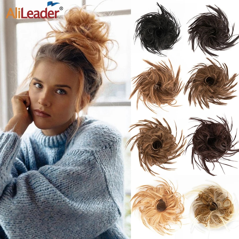 Alileader Elastico per capelli Elastico Ciambella Sintetico Coda corta riccia Estensioni Scrunchie disordinato Chignon Bun_voghion.com