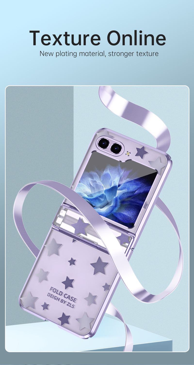 Electroplating Star Pattern Phone Case for Samsung Galaxy Z Flip 6 5 4 3 Flip6 Flip5 Flip4 Flip3 Protective Cover_voghion.com