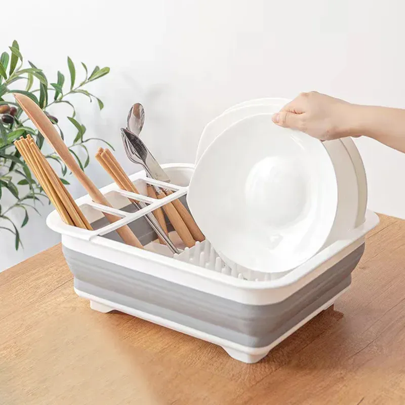 Faltbares Abtropfgestell 34×28×10 cm – platzsparender Spülbecken-Organizer, PP-Kunststoff, Abtropfgestell für Besteck und Teller_voghion.com