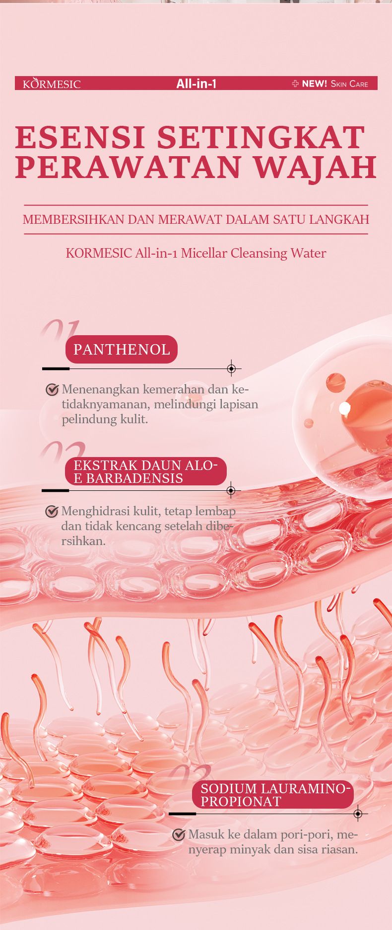 KORMESIC Microcell Płyn do demakijażu 500 ml Woda oczyszczająca_voghion.com