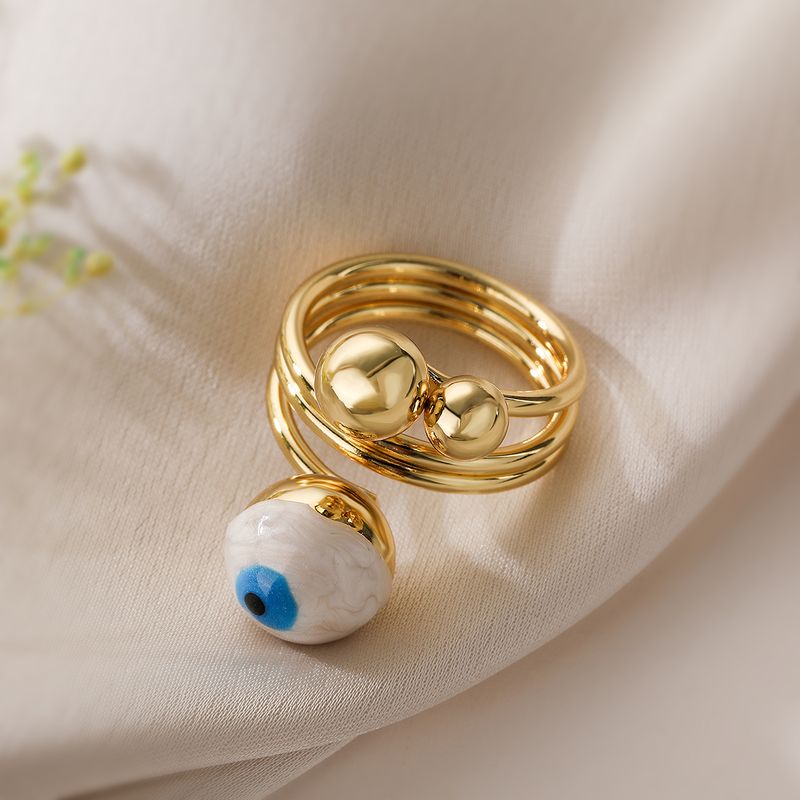 Mafiar 2024 Trendy Gold Color Statement Ball Shape Evil Eye Ring For Women Girl Female Party Jewelry Finger_voghion.com