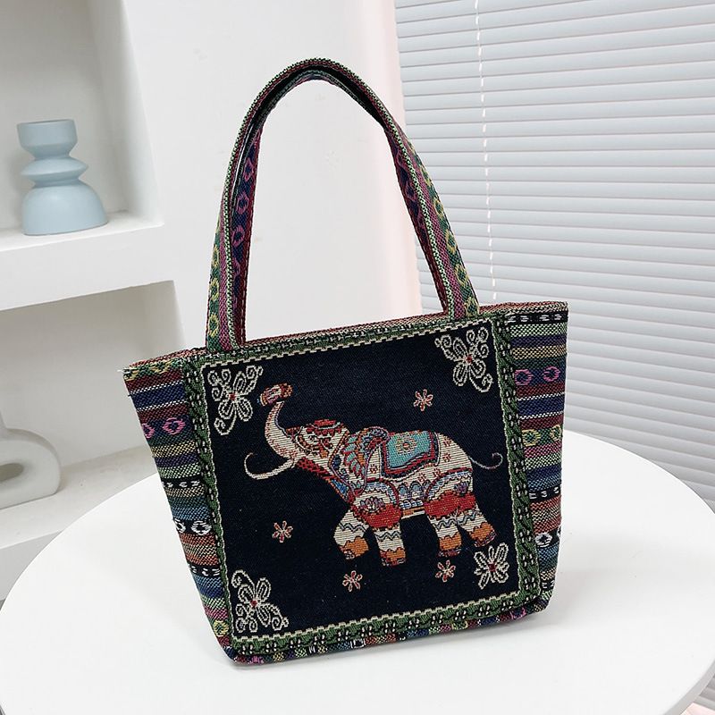 Nuova borsa da ufficio semplice da donna in stile etnico tailandese con elefante in Malesia, borsa in tela ricamata, piccola borsa_voghion.com