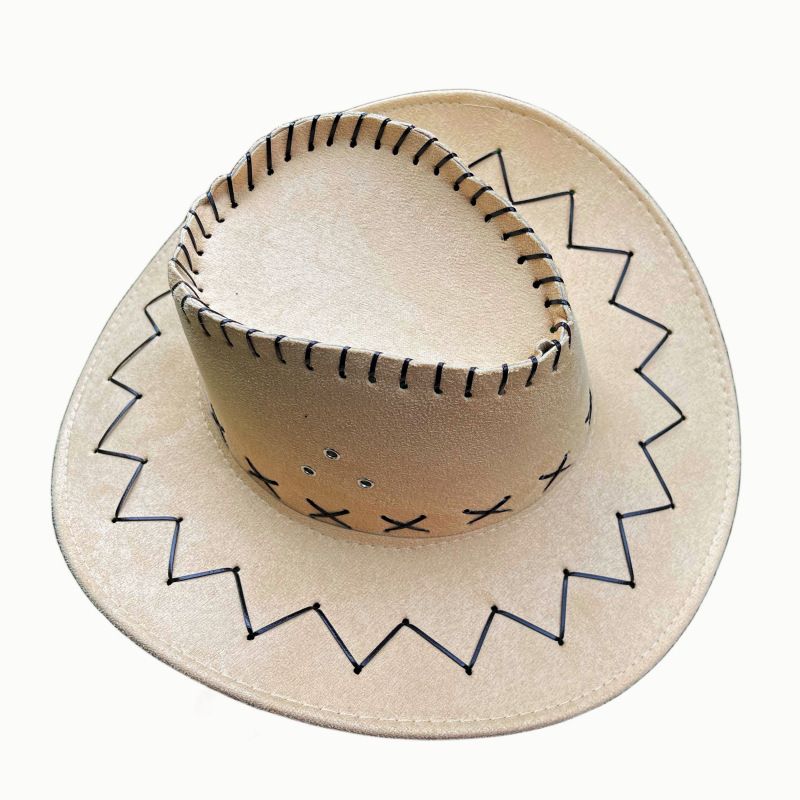 Western Cowboy Sommer Unisex Schutz Stil Ritter Breite Krempe Strand Sonnenhut Wildleder_voghion.com