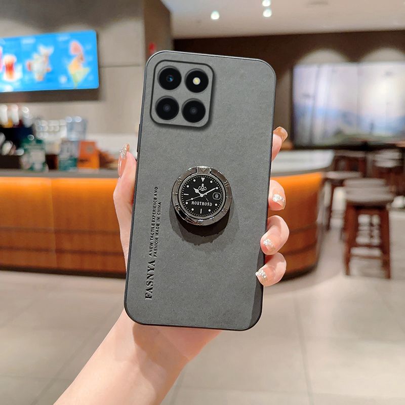 Coque de téléphone pour Honor X6a Plus en cuir de mouton, protection d'objectif d'appareil photo, housse antichoc avec support à anneau_voghion.com