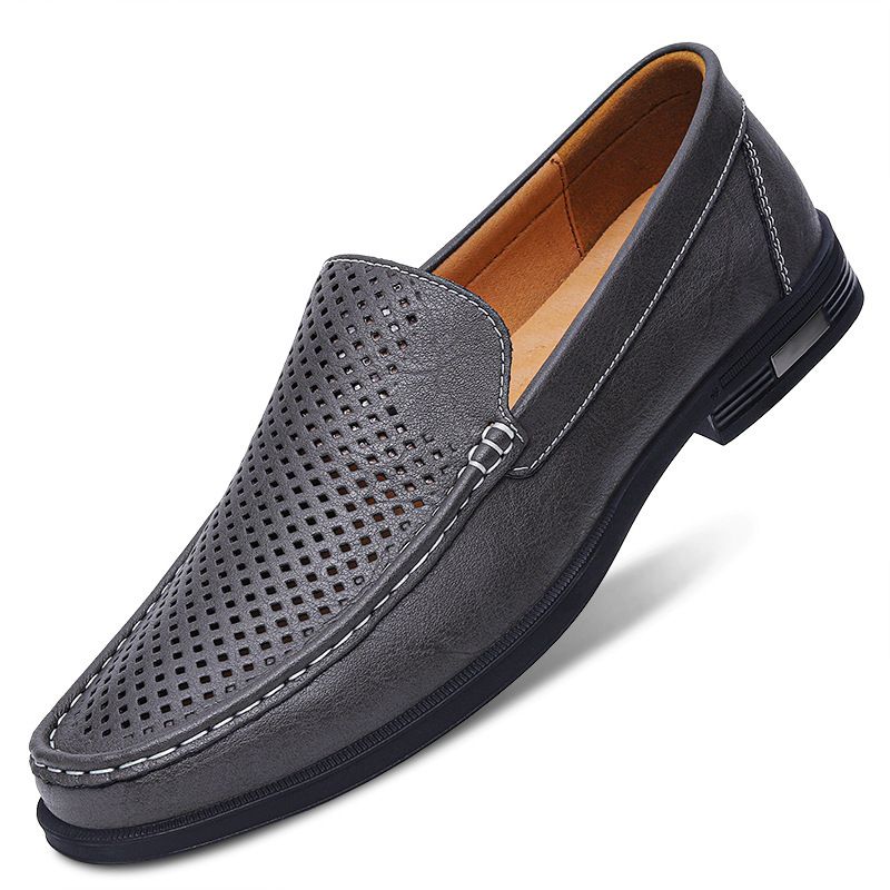 Slip-On Loafers Lazy Trendy Herren Echte britische Freizeitschuhe aus Leder im koreanischen Stil Mokassins für Männer_voghion.com