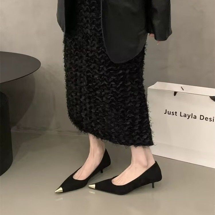 Scarpe da donna con tacco a spillo, tacco a spillo, tacco alto, stile gattino, stile francese, scarpe con gonna profumata_voghion.com