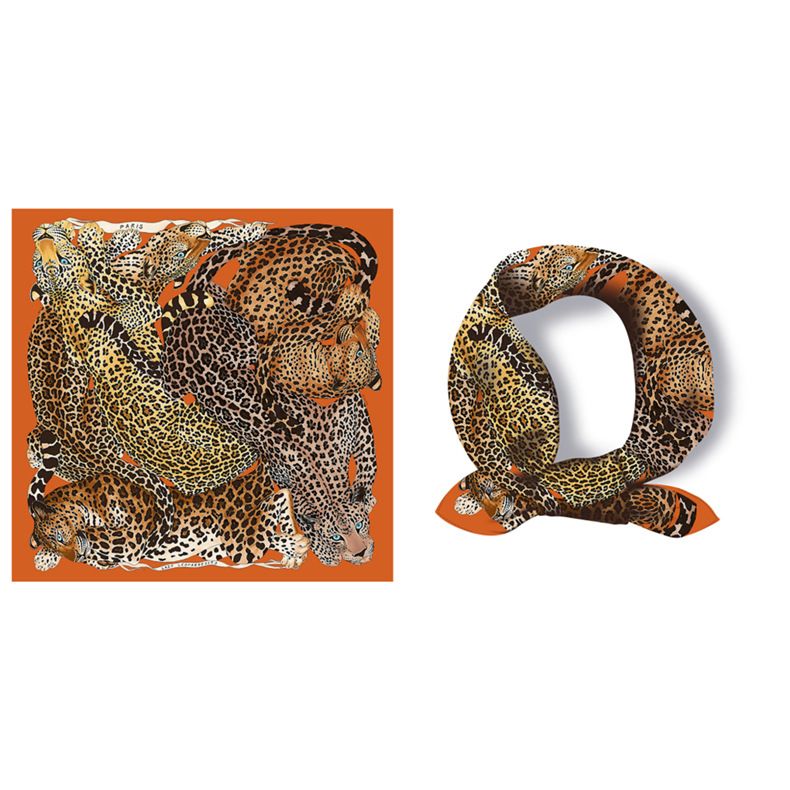 Korean version of leopard print dance performance female cartoon animal cheetah small square tourism scarf_voghion.com