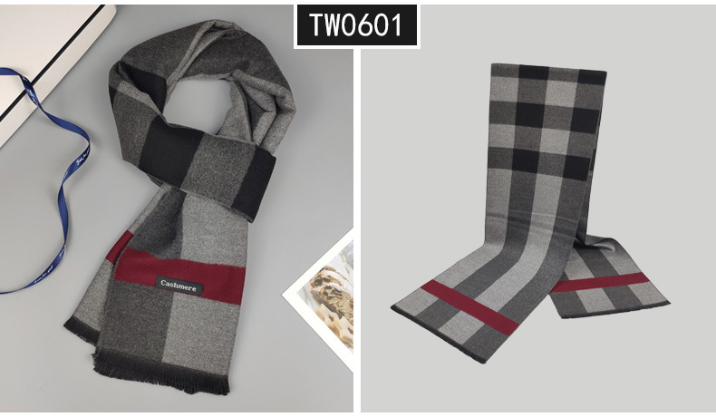 Designer men's scarf with autumn and winter plaid imitation cashmere for warmth and luxury_voghion.com