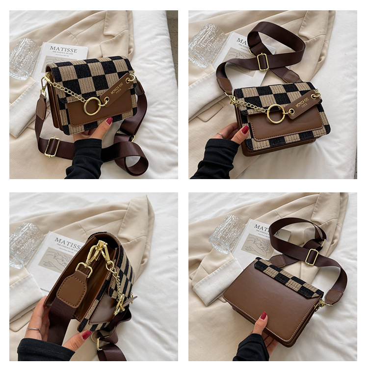 Herbst- und Wintermodelle ins Wind Senior Sinn für exquisite Mode hundert passende Schachbrettgitter kleine quadratische Tasche Damen Umhängetasche_voghion.com