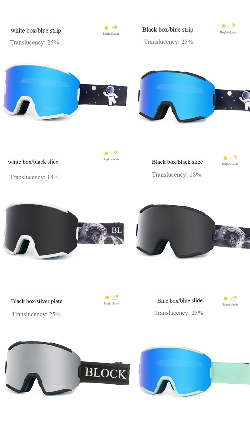 Gafas de esquí cilíndricas unisex Gafas de doble protección antivaho y contra el viento Equipo de esquí de una y dos tablas Miopía para adultos_voghion.com