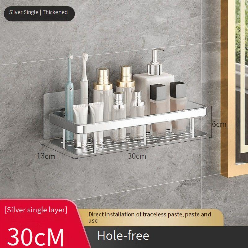 No-Drill Wall Mounted Bathroom Organizer Waterproof Shelf For Shower Toilet Vanity Adhesive Storage Rack For Towels Cosmetics Toiletries_voghion.com